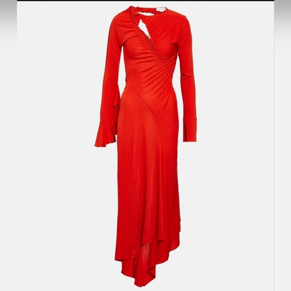 Victoria Beckham Vibrant Red Long Sleeve Dress XS - Picture 3 of 9